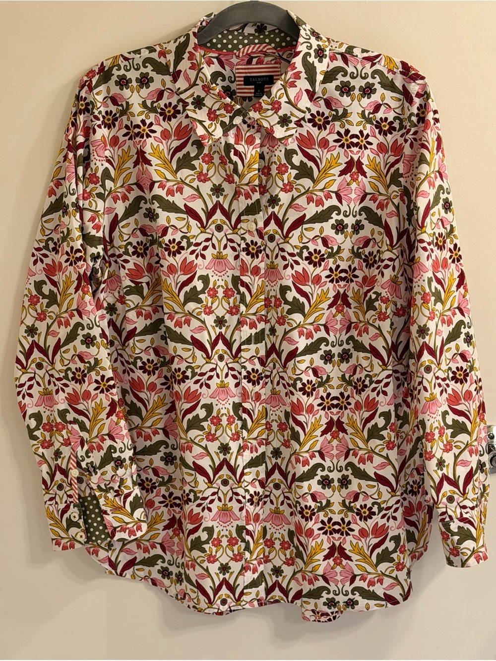 Talbots Pink Floral Print Button-Down Shirt